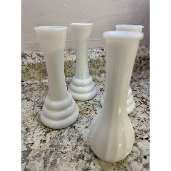 Vintage Randall Milk Glass Vases Beehive Stacked Set Of 4 - Picture 6 of 7